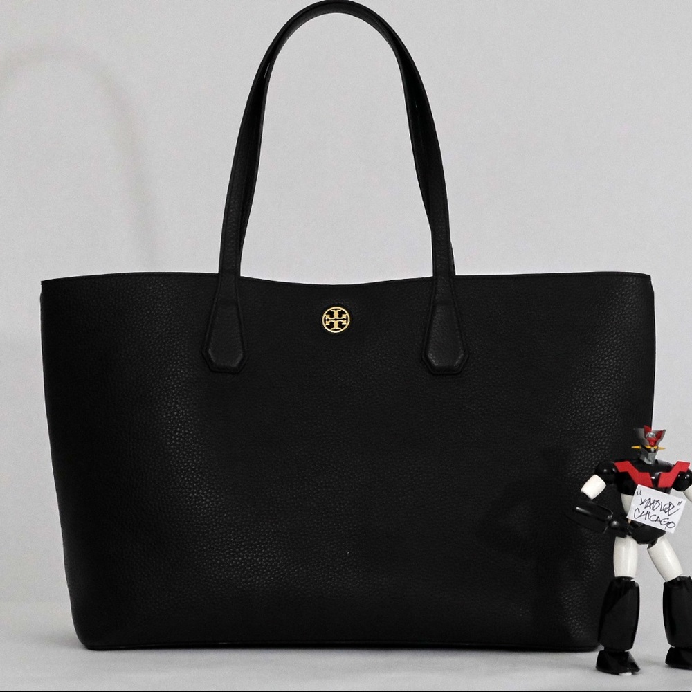 Tory Burch Perry Brody Tote Black/Beige Gold